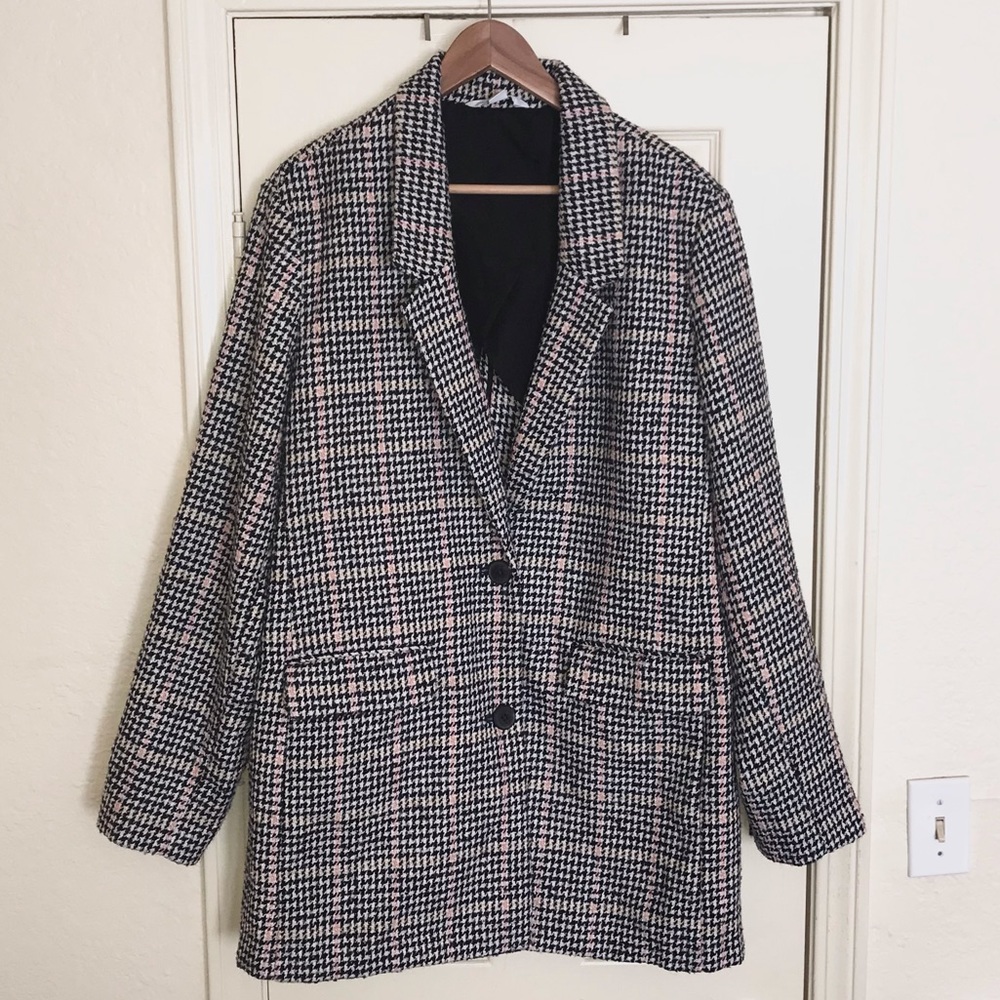 🎄Plaid Houndstooth Coat Jacket